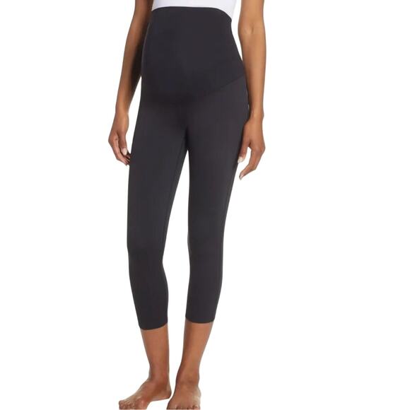 Zella Maternity Crop Leggings Womens S Black Stretch Contoured Comfort High Rise - Picture 1 of 10